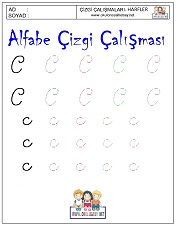 c harfi çizgi çalışması